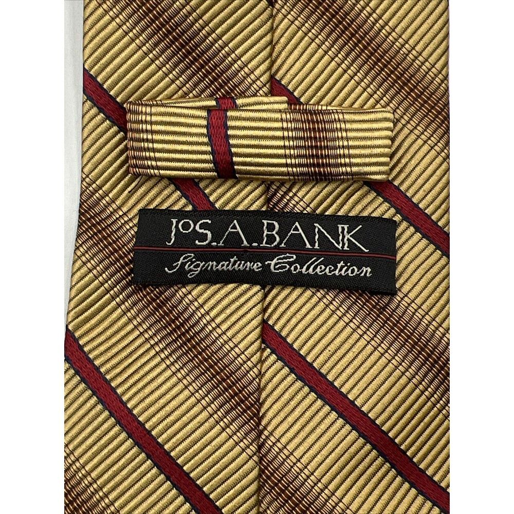 JOS A BANK Signature Collection Men's Silk Cotton Blend Necktie Gold Red Striped